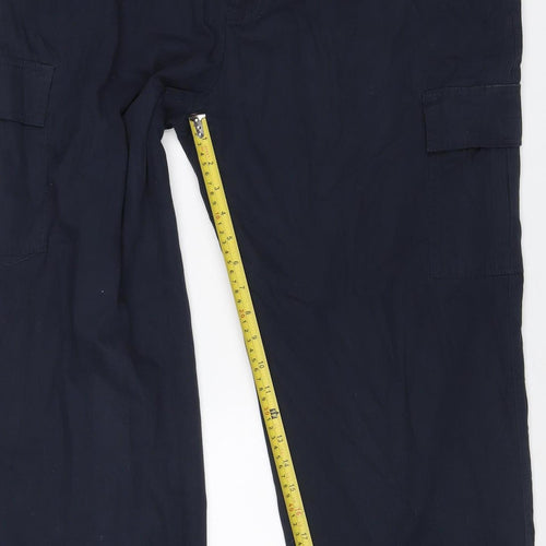 Cotton Traders Men’s Navy Blue L Cargo Trousers Elastic Waist