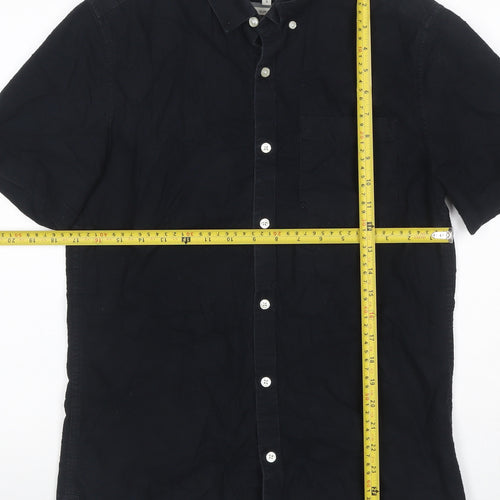 River Island Men’s Black S Slim Fit Short Sleeve Button-Down Shirt