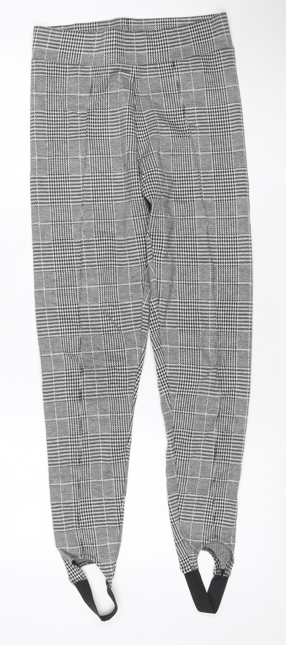 Marks & Spencer Women Grey Check Stirrup Leggings UK 8 Regular