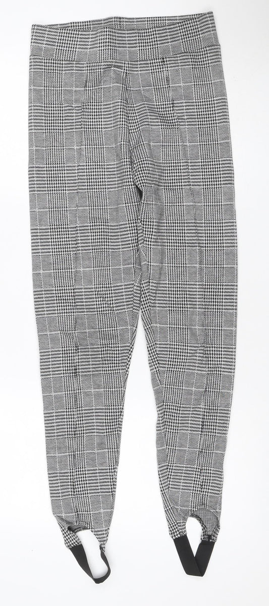 Marks & Spencer Women Grey Check Stirrup Leggings UK 8 Regular