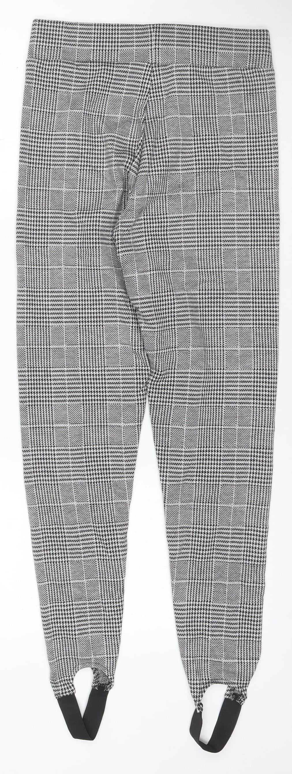 Marks & Spencer Women Grey Check Stirrup Leggings UK 8 Regular