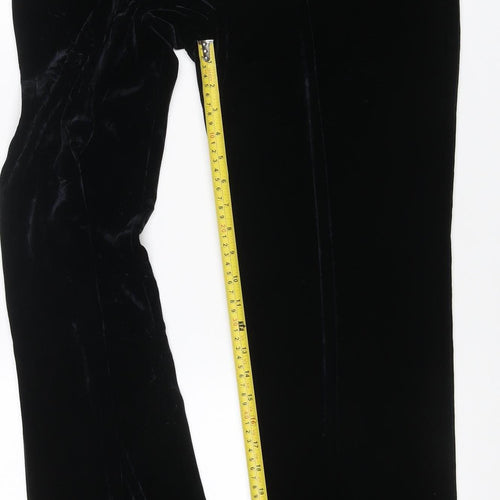 Next Women’s Black Velvet Wide-Leg Trousers UK 14 Long Stretch