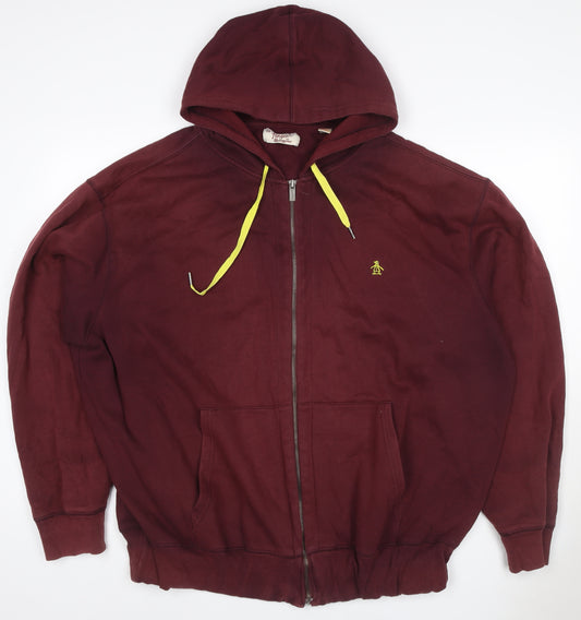 Original Penguin Men’s Red 2XL Full Zip Logo Hoodie