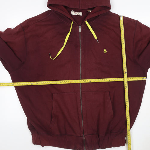 Original Penguin Men’s Red 2XL Full Zip Logo Hoodie