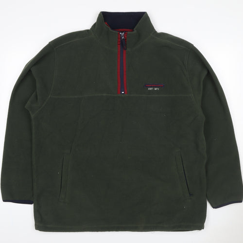 CS Active Performance Men’s Green L 1/4 Zip Fleece Pullover Sweatshirt