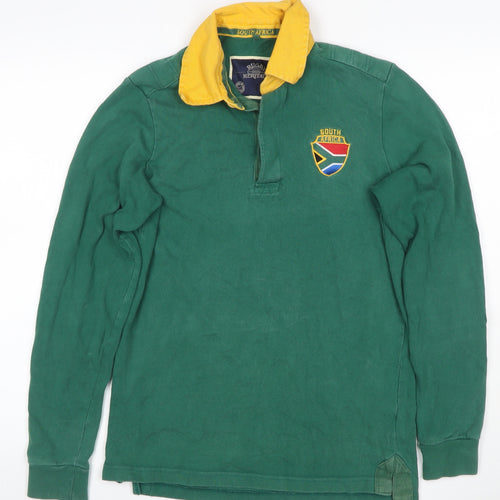 Rugby Heritage Men’s Green S South Africa Embroidered Long Sleeve Polo