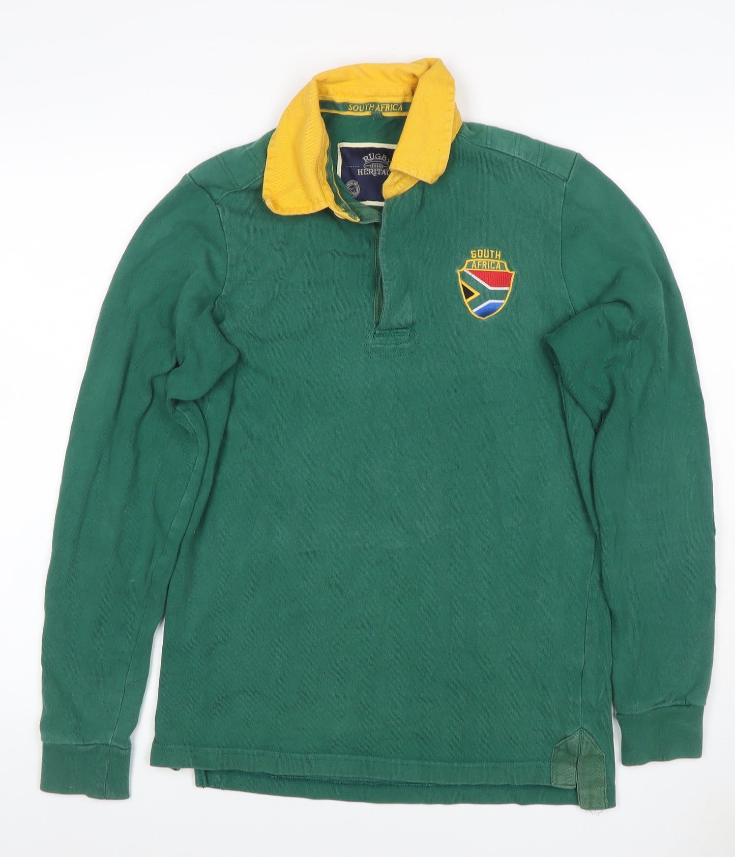 Rugby Heritage Men’s Green S South Africa Embroidered Long Sleeve Polo