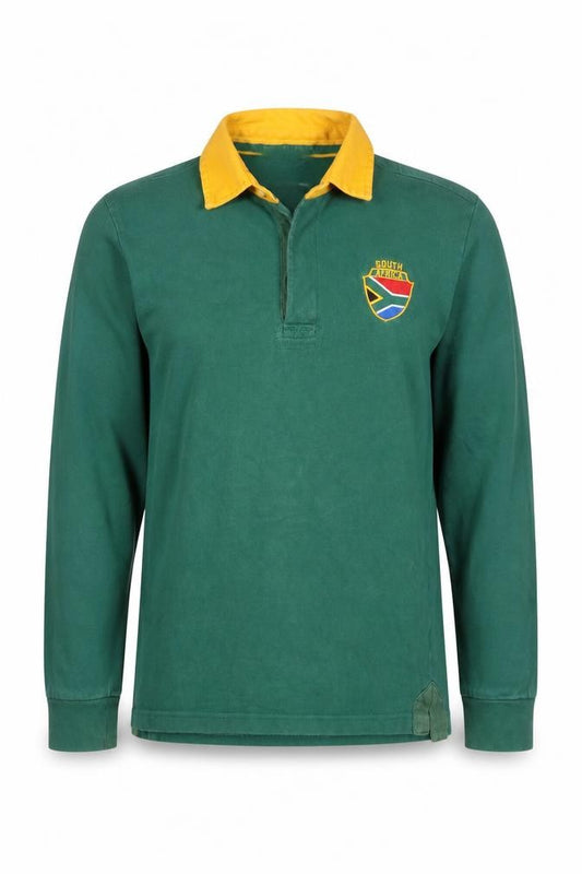 Rugby Heritage Men’s Green S South Africa Embroidered Long Sleeve Polo