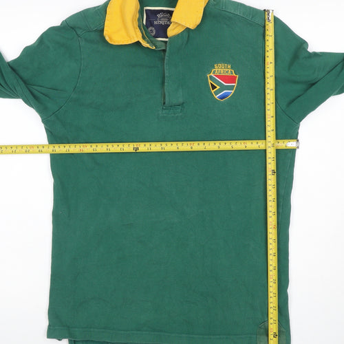 Rugby Heritage Men’s Green S South Africa Embroidered Long Sleeve Polo