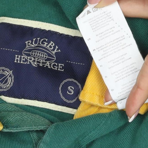 Rugby Heritage Men’s Green S South Africa Embroidered Long Sleeve Polo