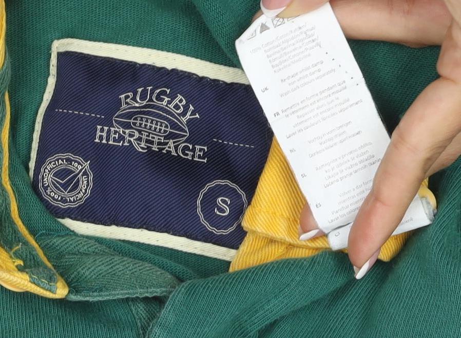 Rugby Heritage Men’s Green S South Africa Embroidered Long Sleeve Polo