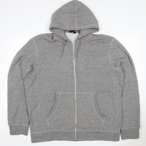 Next Men’s Grey XXL Full Zip Hooded Fleece Hoodie Drawstring Pockets