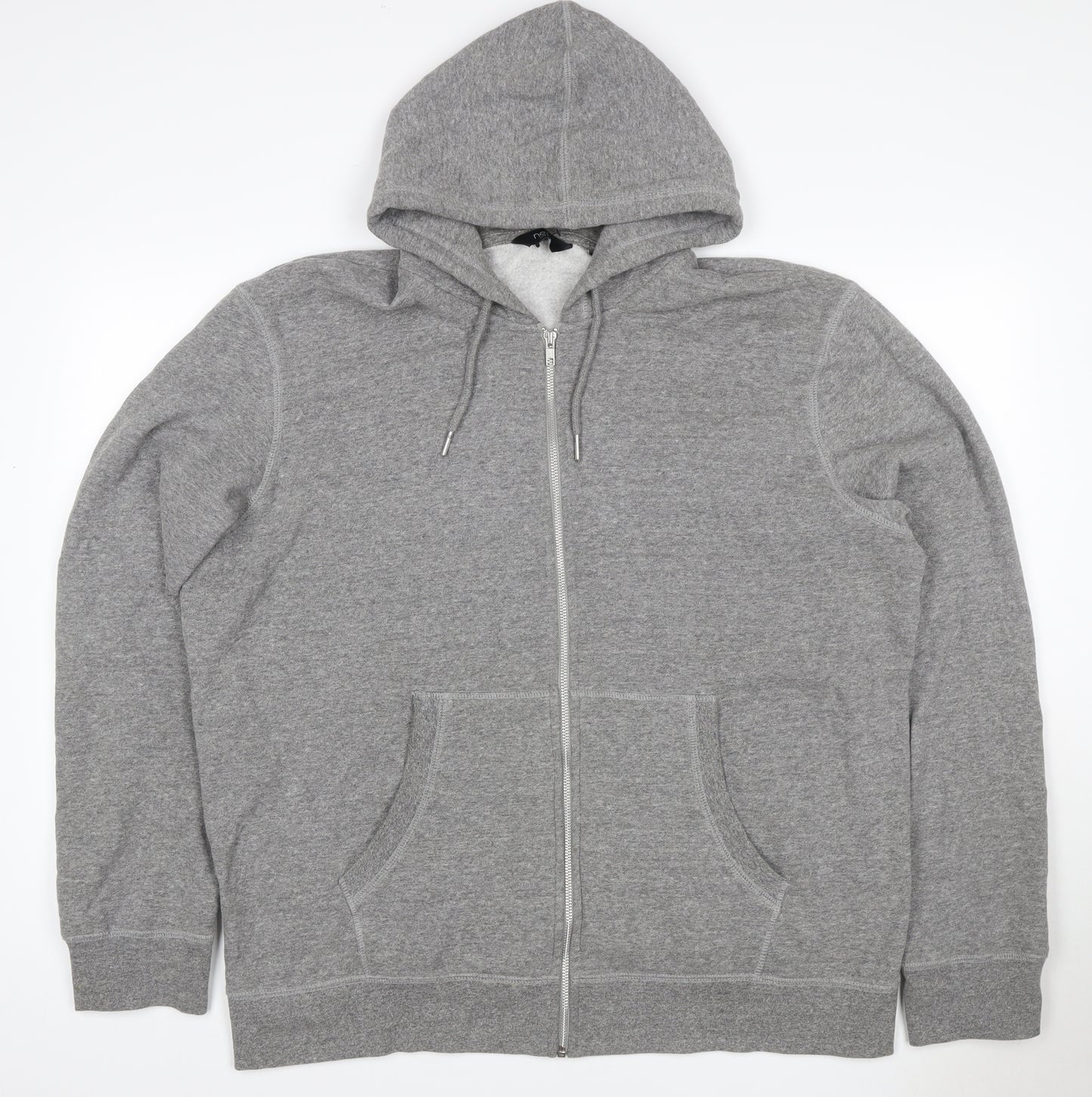 Next Men’s Grey XXL Full Zip Hooded Fleece Hoodie Drawstring Pockets