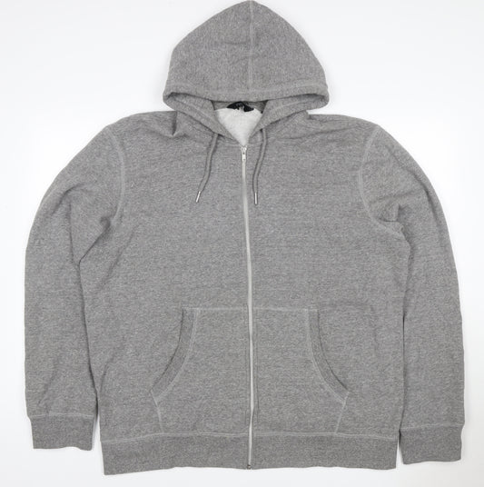Next Men’s Grey XXL Full Zip Hooded Fleece Hoodie Drawstring Pockets