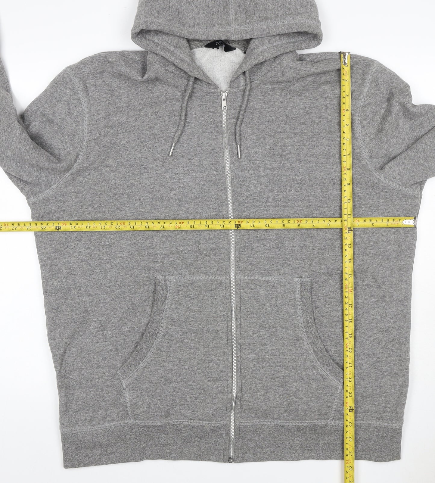 Next Men’s Grey XXL Full Zip Hooded Fleece Hoodie Drawstring Pockets