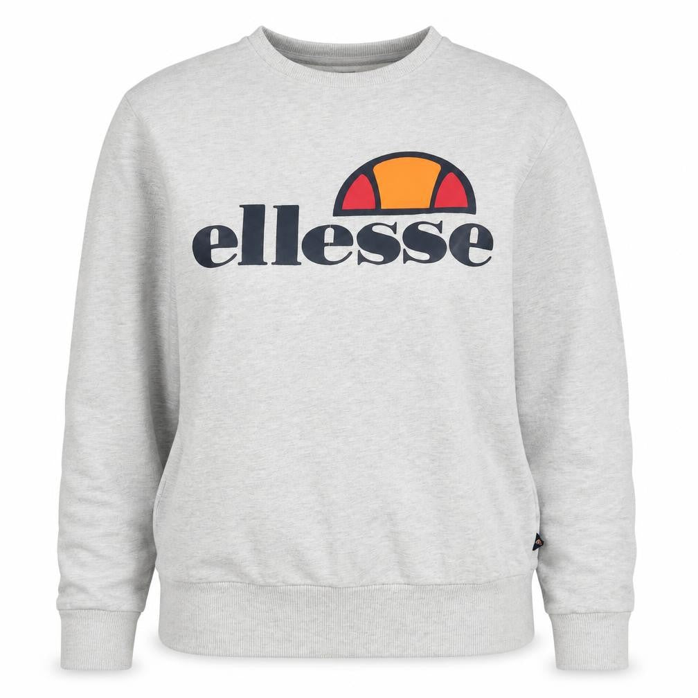 Front view of Ellesse Women’s Grey Logo Crew Neck Pullover Sweatshirt, size UK 8