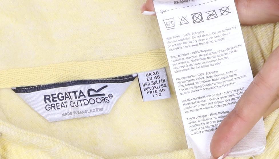 Regatta Women Yellow UK 20 Tunic Pullover Hoodie Drawstring Long Sleeve