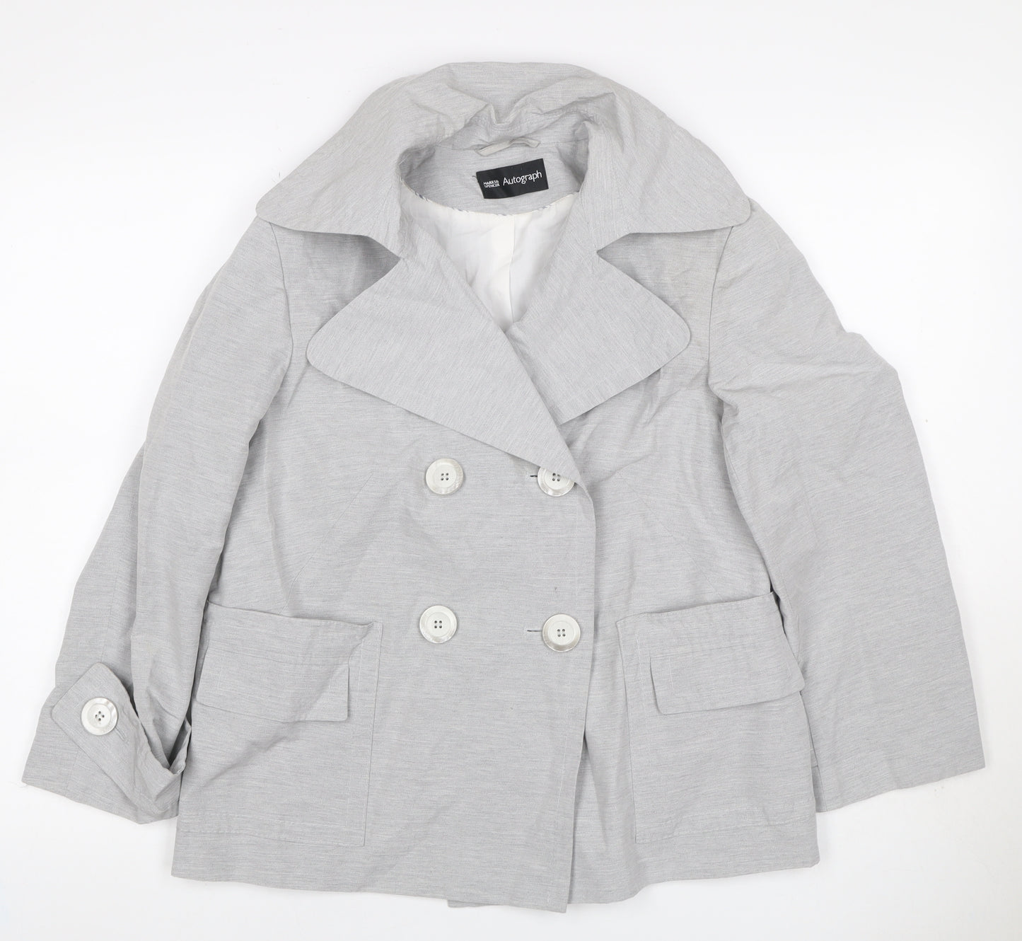 Marks & Spencer Autograph Women Grey UK 12 Linen Blend Trench Coat