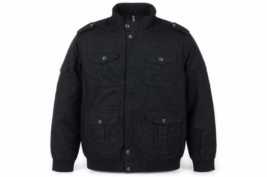 Outdoor Jacket Men's Black 2XL Military Cotton Utility Jacket