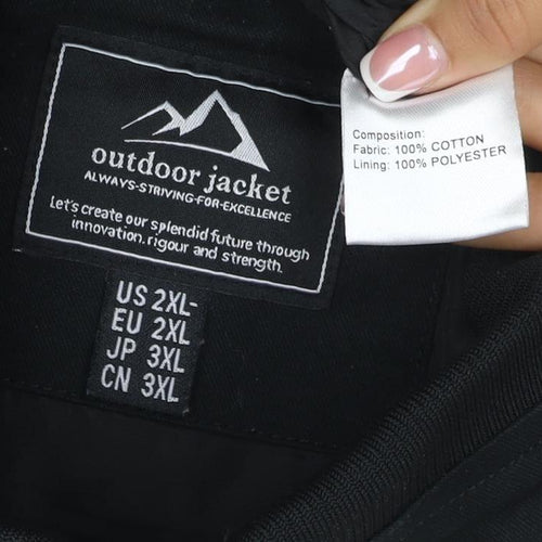 Outdoor Jacket Men's Black 2XL Military Cotton Utility Jacket
