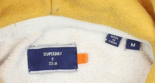 Superdry Men’s Yellow M Pullover Hoodie Logo Fleece Lined Pocket