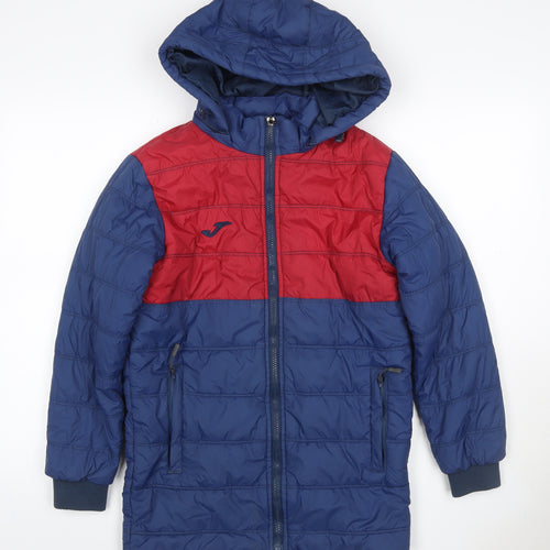 Joma Boys Blue Red 12 Years Puffer Jacket Hooded Quilted Winter