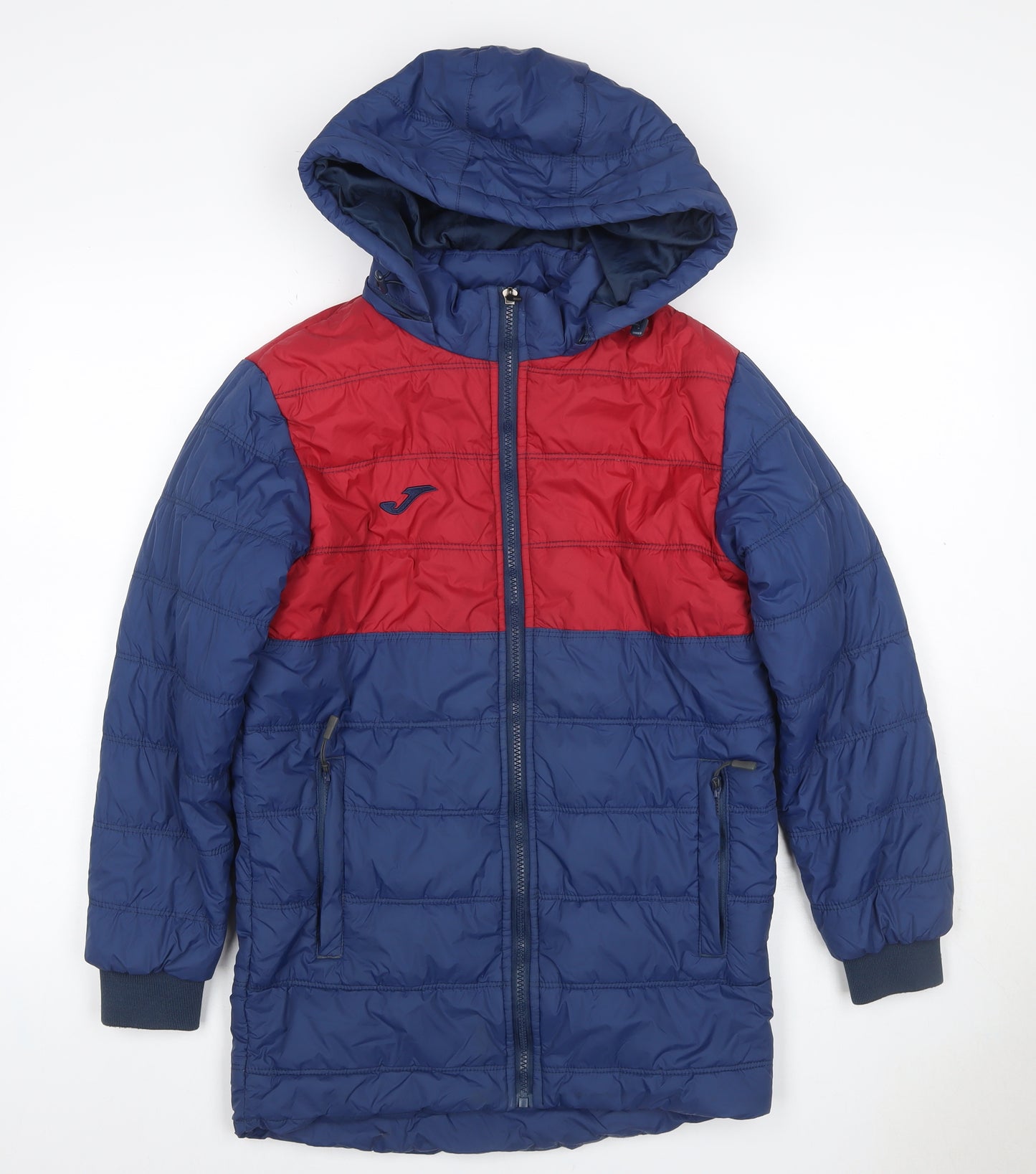 Joma Boys Blue Red 12 Years Puffer Jacket Hooded Quilted Winter
