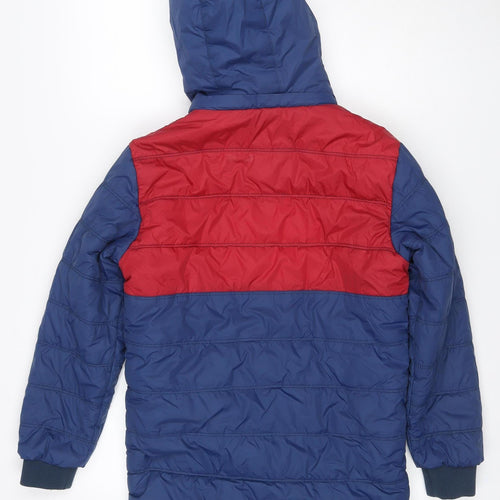 Joma Boys Blue Red 12 Years Puffer Jacket Hooded Quilted Winter