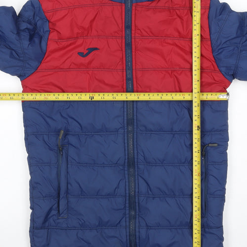 Joma Boys Blue Red 12 Years Puffer Jacket Hooded Quilted Winter