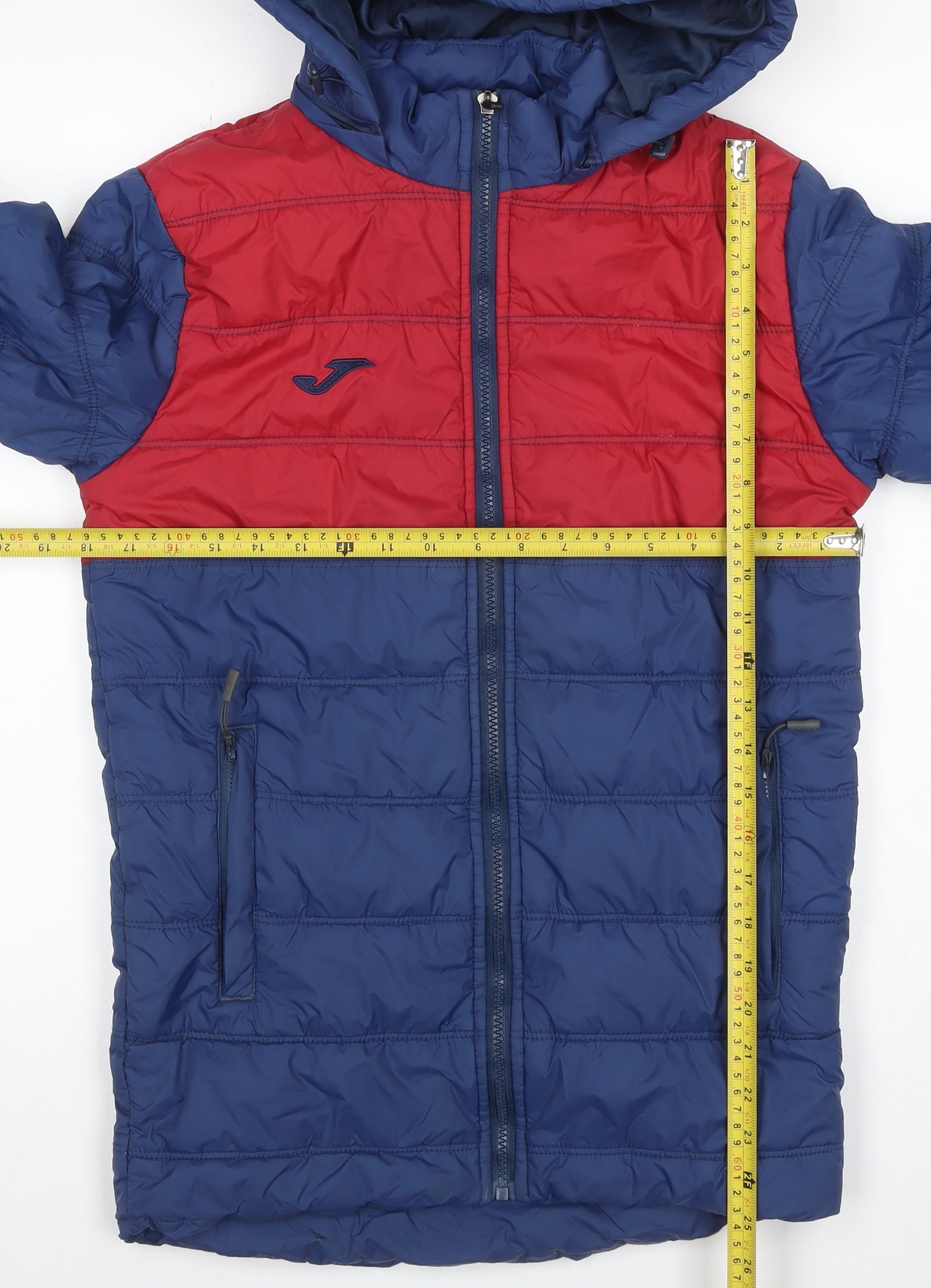 Joma Boys Blue Red 12 Years Puffer Jacket Hooded Quilted Winter
