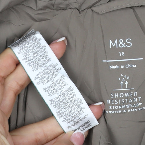 Marks and Spencer Women’s Beige UK 16 Long Hooded Puffer Coat