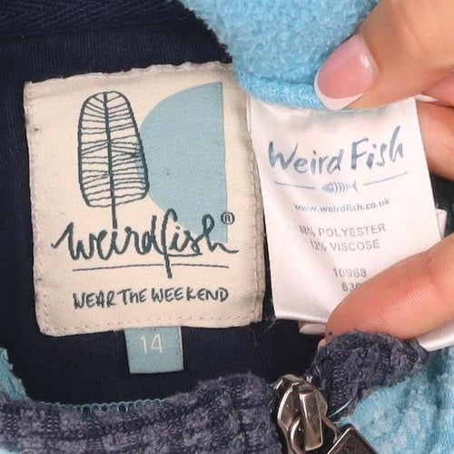 Weird Fish Women Blue Size 14 1/4 Zip Fleece Sweatshirt
