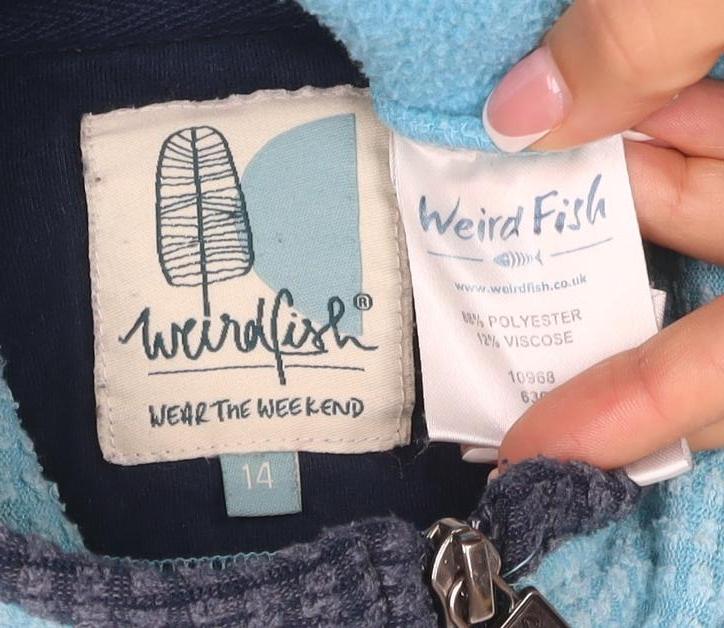 Weird Fish Women Blue Size 14 1/4 Zip Fleece Sweatshirt