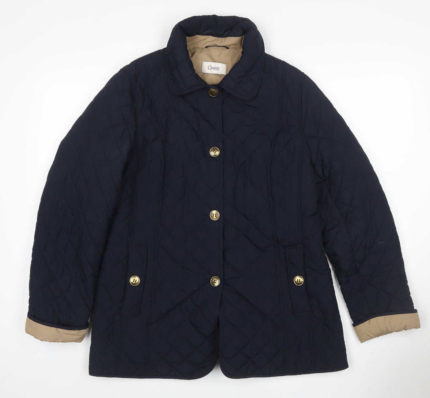 M&S Women’s Navy UK 14 Quilted Mid-Length Padded Coat Classic