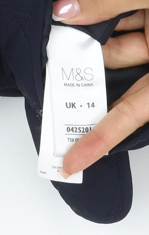 M&S Women’s Navy UK 14 Quilted Mid-Length Padded Coat Classic