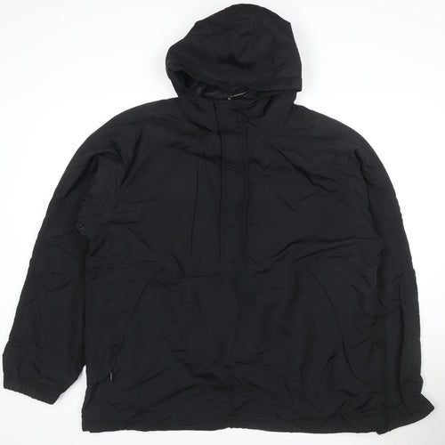 Moto Men's Black L Hooded Padded Anorak Jacket 1/4 Zip