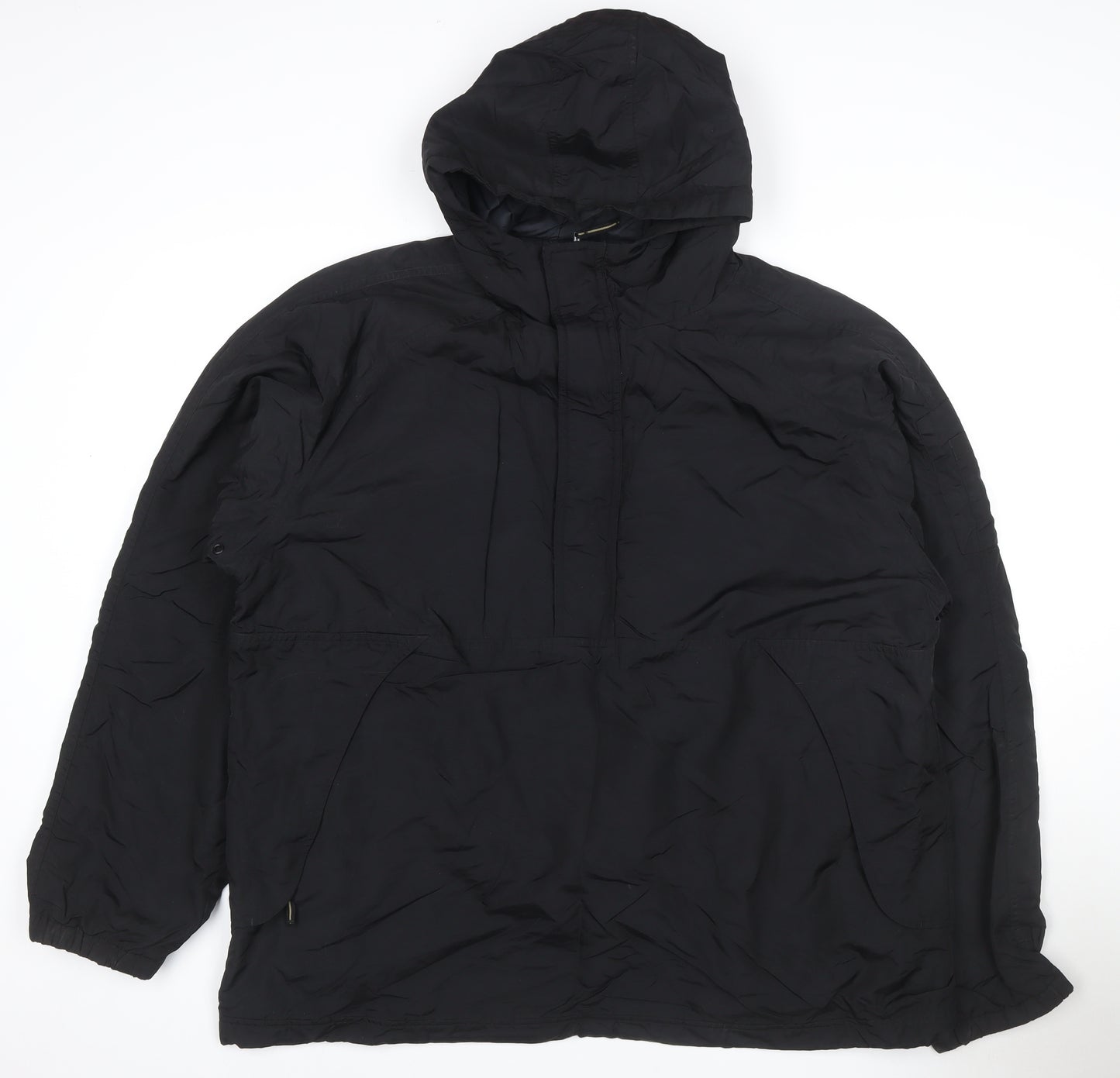 Moto Men's Black L Hooded Padded Anorak Jacket 1/4 Zip