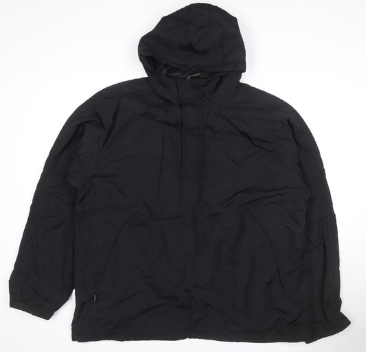 Moto Men's Black L Hooded Padded Anorak Jacket 1/4 Zip