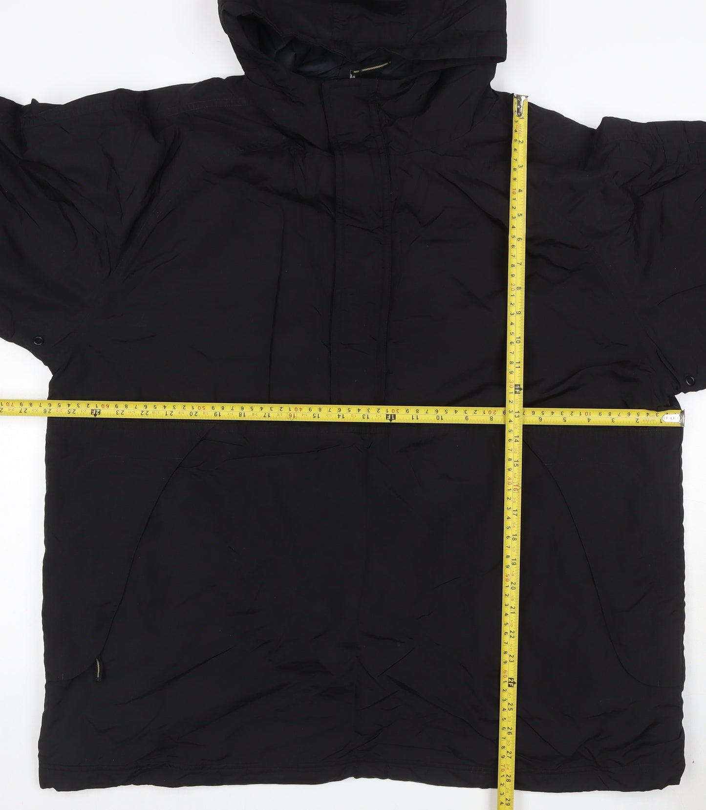 Moto Men's Black L Hooded Padded Anorak Jacket 1/4 Zip