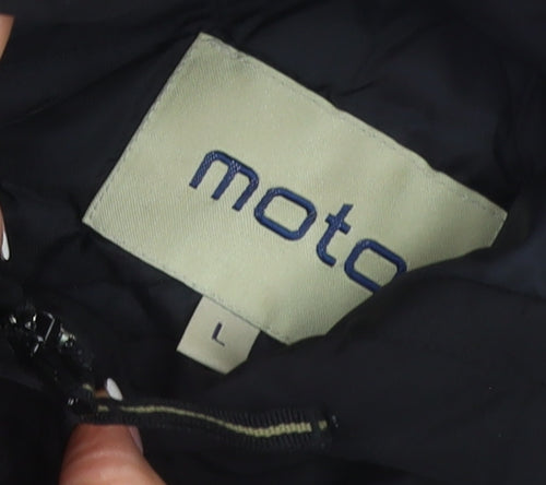 Moto Men's Black L Hooded Padded Anorak Jacket 1/4 Zip