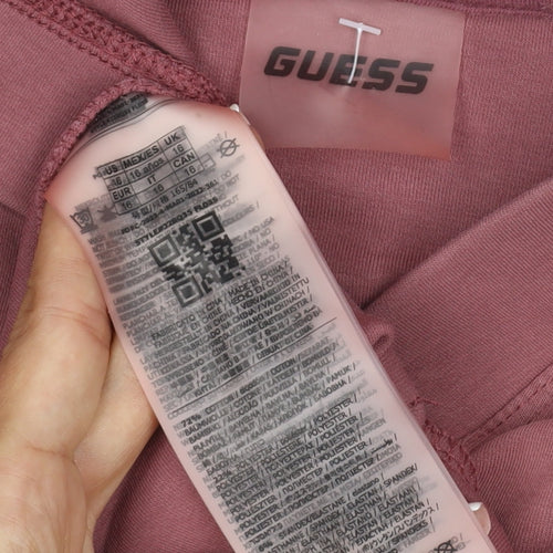 Guess Women Pink UK 16 Pullover Hoodie Logo Graphic Long Sleeve