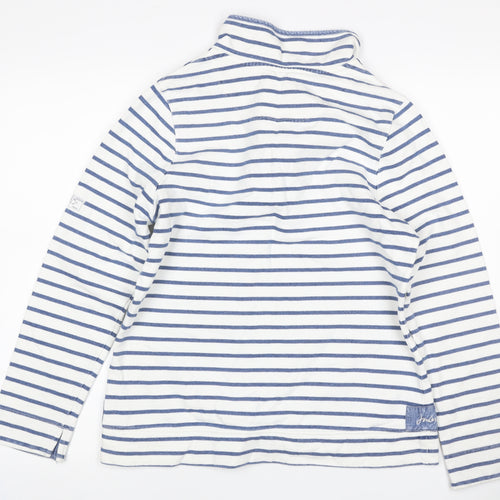 Joules Women’s White Blue Striped UK 12 Half Zip High Neck Sweatshirt