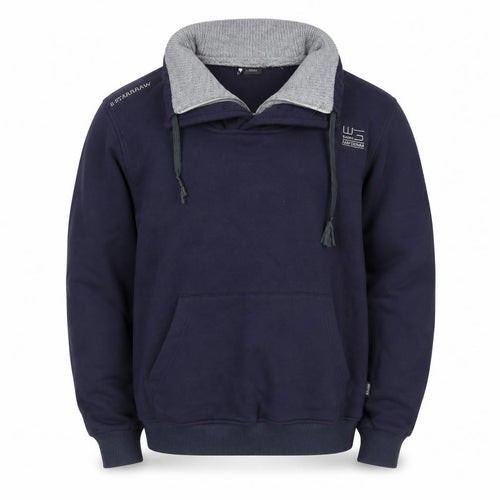 G-Star RAW Men’s Navy M Pullover Hoodie Half Zip Cotton Elbow Patches