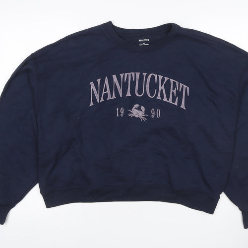 Hollister Women Blue M Nantucket 1990 Graphic Crew Neck Sweatshirt