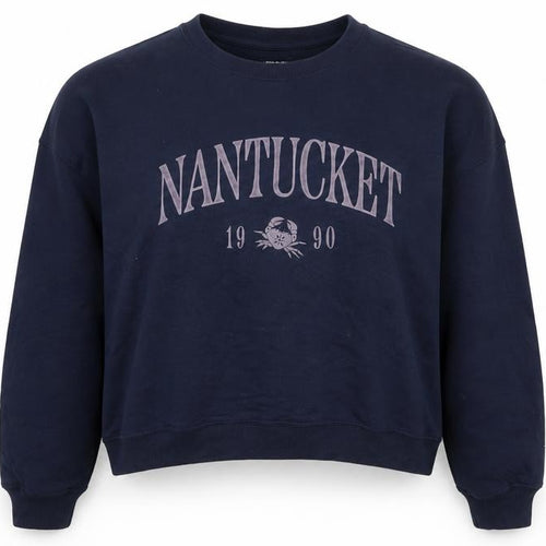 Hollister Women Blue M Nantucket 1990 Graphic Crew Neck Sweatshirt