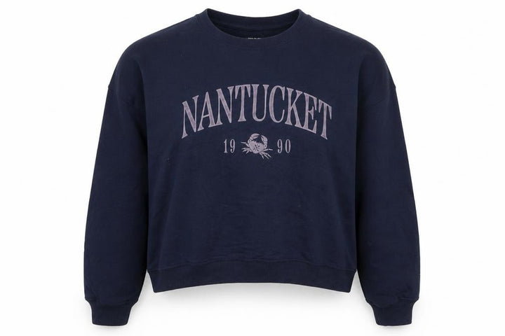 Hollister Women Blue M Nantucket 1990 Graphic Crew Neck Sweatshirt