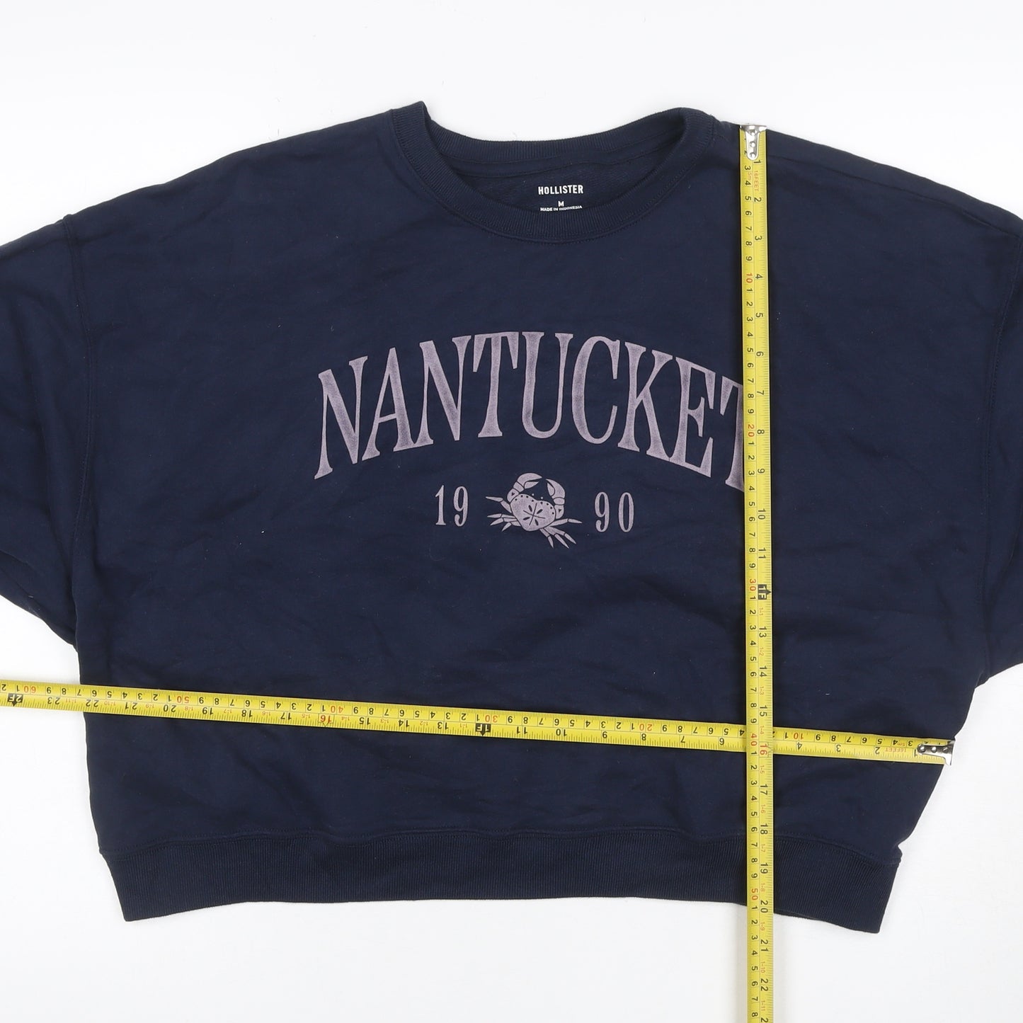 Hollister Women Blue M Nantucket 1990 Graphic Crew Neck Sweatshirt