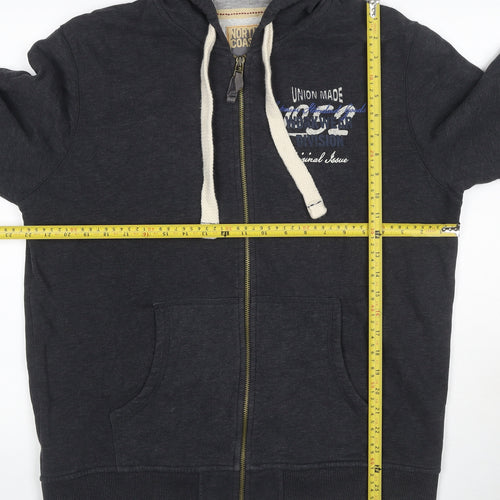 North Coast Men's Grey L Full Zip Graphic Hoodie Cotton Blend