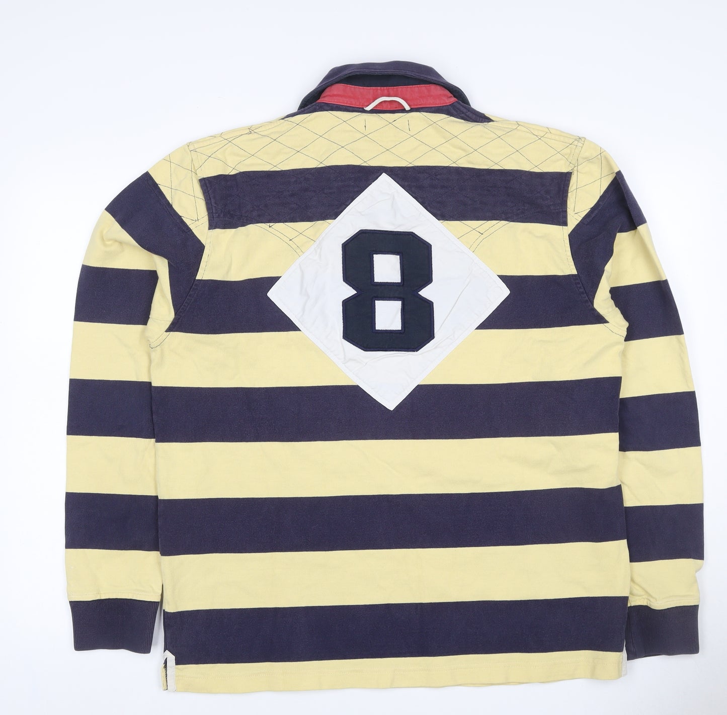 Joules Men L Multicoloured Striped Henley Rugby Sweatshirt Logo