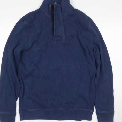 Crew Clothing Co. Men’s Blue S Quarter Zip Cotton Fleece Sweatshirt